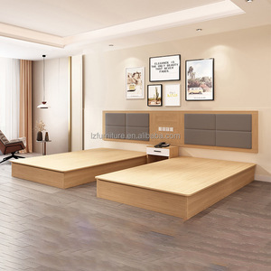 Modern Minimalist Hotel <b>Bed</b> King Size <b>Platform</b> <b>Bed</b> <b>Frame</b> with Upholstered Headboard for 3-Star Hotels Bedroom Sets - Product Image 4