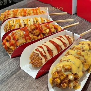 Toptan biyobozunur Kraft kağıt karton suşi Hamburger sandviç aperatif kutusu kullanımlık servis tabağı tepsiler Set <span class=keywords><strong>Hot</strong></span> <span class=keywords><strong>Dog</strong></span> sahipleri - Product Image 5