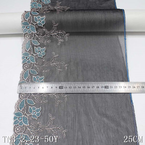 Dentelle brodée de 25cm, tissu en maille douce Polyester argent, dentelle brodée, <span class=keywords><strong>noir</strong></span>, de haute qualité, 1 pièce - Product Image 3