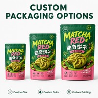 Sachets d'emballage pour biscuits au matcha, personnalisés avec impression numérique, pochettes verticales refermables pour biscuits, pâtisseries, snacks et emballages alimentaires
