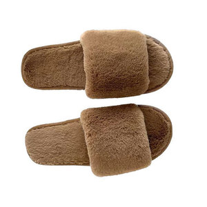 Da donna di bell'aspetto punta aperta inverno soffice moda per ciabatte da interno esterno con una cinghia Slip-On morbida e calda con pelliccia pelosa - Product Image 2