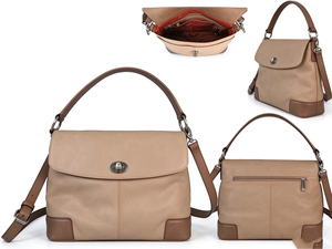 Bolso de hombro con solapa de dos tonos para mujer, bolso con cierre de cierre giratorio y correa cruzada ajustable extraíble - Product Image 6
