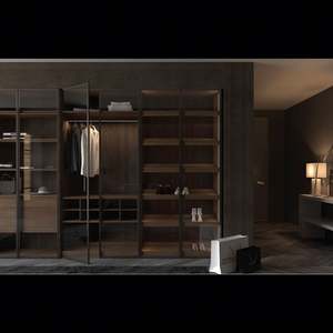 High Quality Luxury Walk-in Bedroom <b>Wardrobes</b> Modern Aluminum Wood Closet <b>Storage</b> with Glass Door - Product Image 1