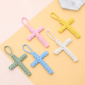 <span class=keywords><strong>Porte</strong></span>-clés tricoté en <span class=keywords><strong>macramé</strong></span> et crochet, croix de Jésus, breloques pour sacs, cadeaux chrétiens, bijoux pour femmes - Product Image 6