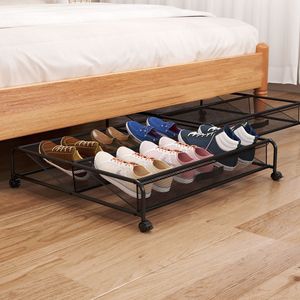 <strong>Under</strong> Bed Shoe <strong>Storage</strong> With Wheels Organizer Sturdy Metal Frame &amp; Breathable Mesh Rolling <strong>Storage</strong> Container <strong>Under</strong> the Bed <strong>Sofa</strong> - Product Image 3