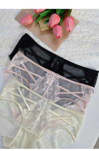 Bikini da <span class=keywords><strong>donna</strong></span> seducente in pizzo lavorato a maglia con design incrociato aperto, decorazioni a fiocco, sexy, traspirante, senza cuciture, vestibilità aderente - Product Image 2