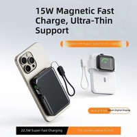 Banco de Energía Magnético de 10000mAh 3 en 1, Cargador Inalámbrico de 15W, Portátil, Integrado, Tipo-C para Cables, Reloj Inteligente, Marca OEM