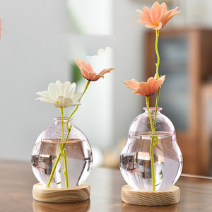 Creative Bubble Vase Hydroponic Glass Vase Transparent Pink Flower Arranger <strong>Dining</strong> <strong>Table</strong> Decoration Aromatherapy Bottle <strong>Ornament</strong> - Product Image 1
