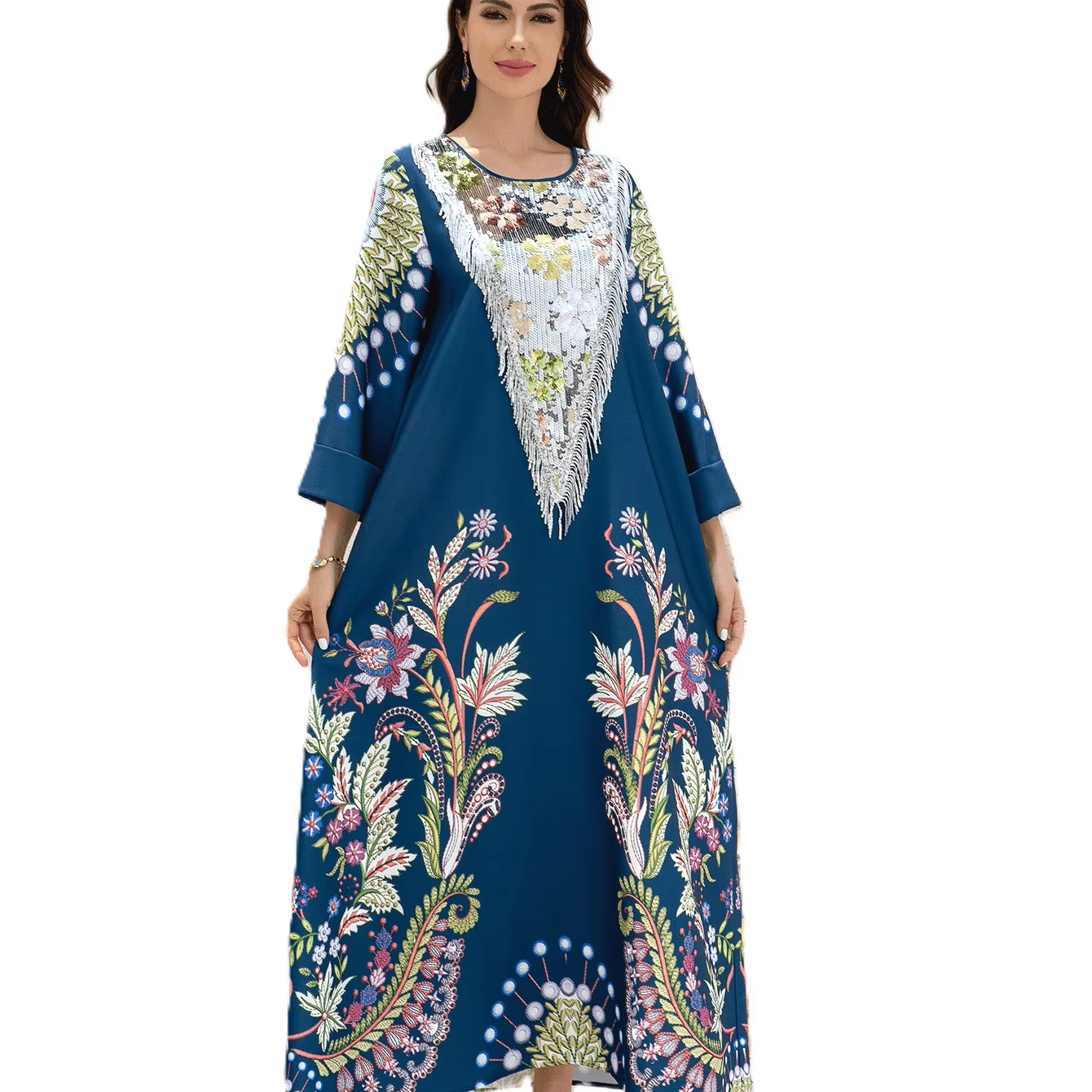 knee length dresses for ladies Aztec Ikat Maternity Maxi Dress