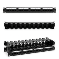 Panel de Conexiones Cat6 Integrado de 24 Puertos con Barra de Soporte Trasera 1U 19" para Montaje en Rack, Organizador de Ethernet Gigabit, Marco de Distribución CNTA PA66