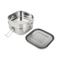 Boîte à lunch Tiffin personnalisée en acier inoxydable à deux couches pour enfants Contenant alimentaire carré à double pont avec compartiment unique chauffant