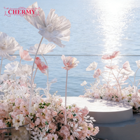 Décorations de mariage en gros, grandes et hautes, ensemble de supports de fleurs géantes romantiques en soie, fleurs artificielles géantes sur pied