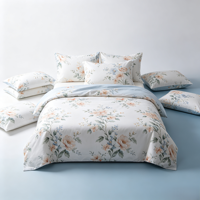 Lot de Stock – Parure de Lit Pliée en Microfibre Imprimée pour Hôpitaux et Hôtels, 4 ou 6 Pièces, 500 Fils/Pouce, Style Américain, Textile de Maison, Vente en Gros
