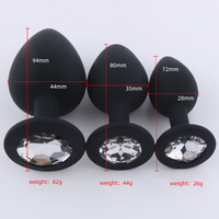 Mini plug anal en silicone noir avec gemme, jouet pour le derrière
