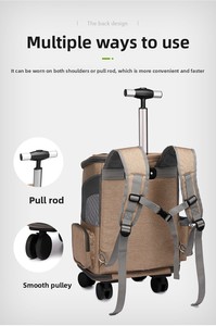 <span class=keywords><strong>Sac</strong></span> à <span class=keywords><strong>dos</strong></span> écologique en polyester <span class=keywords><strong>pour</strong></span> animaux de compagnie de luxe approuvé par les compagnies <span class=keywords><strong>a</strong></span>ériennes Poussettes à roues rétractables Poignée Mesh Zipper Dogs/Cats - Product Image 3
