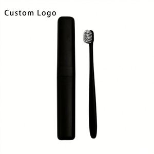 OEM Eco Friendly Custom Toothbrush with Wheat Straw and Charcoal Bristles in a Travel Size Case - Product Image 3