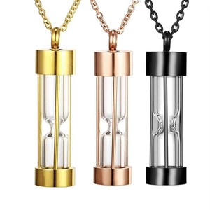 Collar de Joyería con Colgante para Cenizas en Forma de Reloj de Arena de Acero Inoxidable Atemporal con Frasco de Cristal para Perfume Recuerdo Funerario - Product Image 1