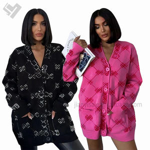 خريف وشتاء فاخر طباعة أكمام طويلة ملابس نسائية فضفاضة كاجوال مصمم زر أعلى معطف طويل - Product Image 1