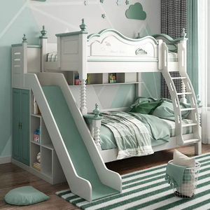 Castello principessa bambini letti ragazza cuccetta Set di mobili <span class=keywords><strong>per</strong></span> ragazze rosa camera da letto con scivolo - Product Image 5