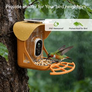 Nouvelle mangeoire à oiseaux solaire avec caméra intégrée, alimentée par l'énergie solaire, peut être suspendue à l'extérieur et est fabriquée en métal durable - Product Image 1