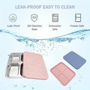 <b>Hot</b> Sale Multifunctional Stainless Steel Deluxe Bento <b>Box</b> Silicone Cover Leak-proof Metal <b>Food</b> Storage <b>Box</b> - Product Image 6