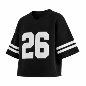 Pull en jersey tricoté rayé 100 % coton personnalisé pour homme, col en V oversize, streetwear, pour les jours de match, hiver - Product Image 6