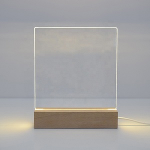 Éclairage DIY, veilleuse LED 3D, panneau acrylique transparent effaçable avec support en <span class=keywords><strong>bois</strong></span>, base de lampe en <span class=keywords><strong>bois</strong></span> - Product Image 4