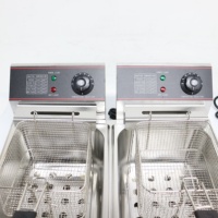 Friteuse électrique commerciale de comptoir 12L à double panier en acier inoxydable, idéale pour les restaurants et les hôtels