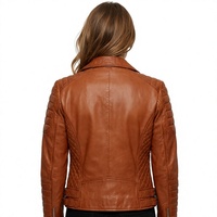 Damen-Motorradjacke aus echtem Leder, schmale Passform, Biker-Mantel, Reißverschluss, lange Ärmel, Stehkragen, Herbstkleidung