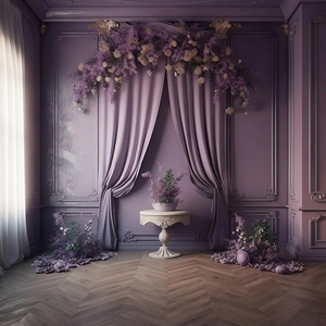 Phông nền chụp ảnh phòng màu tím rèm hoa sinh nhật người lớn đám cưới chụp ảnh bầu mẹ chụp ảnh chân dung trang trí phông nền studio ảnh - Product Image 5