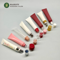 Tubes de gloss à lèvres vides roses de 10 ml, tubes cosmétiques souples à presser, bouchon à vis, logo personnalisé, emballage en plastique, vente en gros