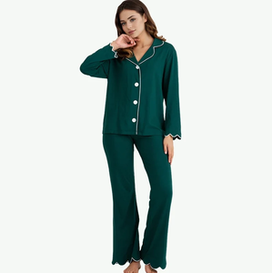 Conjunto de Pijamas de Bambú Suave para Mujer al por Mayor con Ribete, Ropa de Dormir Premium para Mujer, Pijamas Modales Personalizadas para Mujer - Product Image 4