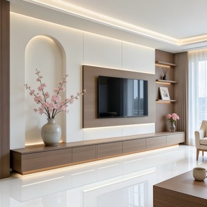 Mobile TV in Legno <span class=keywords><strong>Moderno</strong></span> di Lusso Personalizzato con Camino Elettrico Integrato per <span class=keywords><strong>Soggiorno</strong></span> - Product Image 2