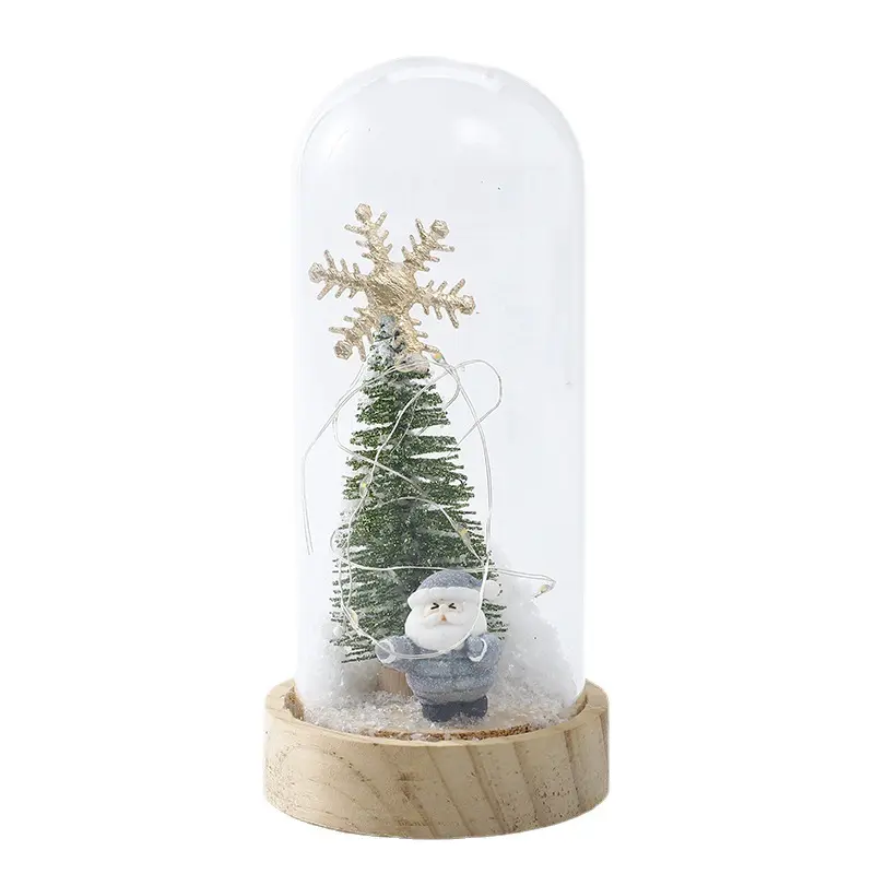 Regalos de Navidad Pantalla de cristal Iluminar Regalos de árbol de Navidad Papá Noel Led Iluminar artesanías de vidrio