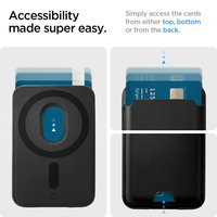 Dompet Kulit PU Minimalis MagSafe Pria Wanita, Penutup Kartu Tipis RFID, Tempat Kartu Kredit Magnetik Bisnis, Dapat Menampung 3 Kartu