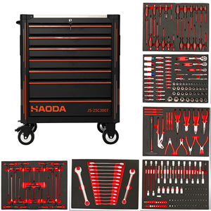 Atelier d'outillage mobile pour mécanicien avec 258 kits d'outils, armoire <span class=keywords><strong>à</strong></span> outils avec 7 tiroirs, ensemble d'outils, rangement roulant sur roues - Product Image 1