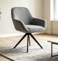 Chaise de salle à manger pivotante moderne avec accoudoirs, revêtement en tissu orange, chaise d'appoint avec pieds en métal noir, chaise de salle à manger de loisirs