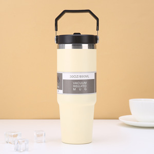 30oz Tumbler Insulated Water Bottle Stanleyyem Steel Vacuum Cup Insulated Travel <strong>Flask</strong> <strong>with</strong> Handle Leakproof Flip <strong>Straw</strong> Tumbler - Product Image 5