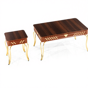 Juego de Mesa de Centro Moderno Sahra de 2 Piezas con Superficie de Mármol Sintético y Estructura Metálica, Muebles para Sala de Estar - Product Image 1