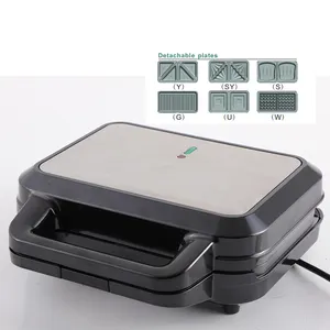 Multi-function 227572 900W 220v dual sandwich waffle maker 6 in 1 with logo