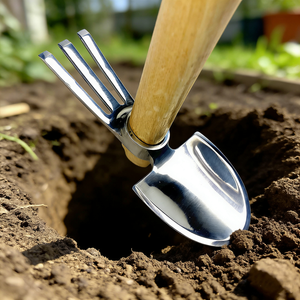 Pala Multifuncional <span class=keywords><strong>2</strong></span> en 1 Hi Dude, Cabeza de Acero Inoxidable de Grado Industrial, Mango de Madera, Garantía de <span class=keywords><strong>3</strong></span> Años para Excavación - Product Image 1