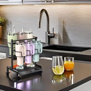 Organizador de Botellas de Agua para Vasos Stanley de 40/30 oz con Asa, Soporte Organizador para Vasos Stanley con Bandeja de Drenaje - Product Image 4