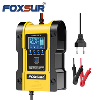 Chargeur de batterie FOXSUR 12V 24V 6A pour voiture, bateau, moto, chargeur de batterie au plomb à réparation par impulsions 12V 6A, chargeur de batterie LCD
