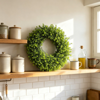 Guirlande de verdure artificielle de haute qualité style ferme pour porte d'entrée, porche, mur, patio, jardin, maison, mariage, Pâques, décoration florale