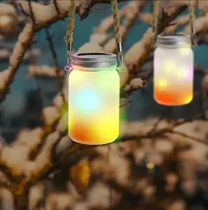 Großhandel 16 Unzen Mason breite Öffnung gefrostete farbige Glasgefäße mit Licht Seil direkt Trinken Outdoor Kletteraktivitäten
