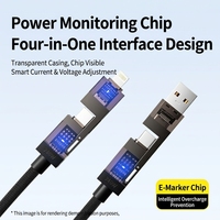 Câble de données intelligent à charge rapide Type-C 4-en-1 haute vitesse compatible iOS, en cuivre pur, de type usine