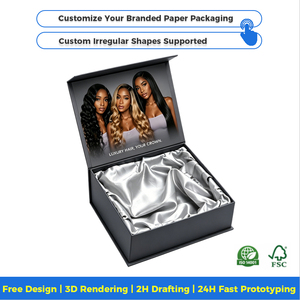Cajas de Regalo para Pelucas de Lujo, Caja Extra Grande para Pelucas, Caja Blanca, <span class=keywords><strong>Rosa</strong></span>, Dorada, Rectangular, Personalizada - Product Image 2