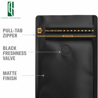 Sacs à café en aluminium imprimés sur mesure avec fond carré et fermeture éclair pour grains de café torréfiés, couleur et motifs personnalisés