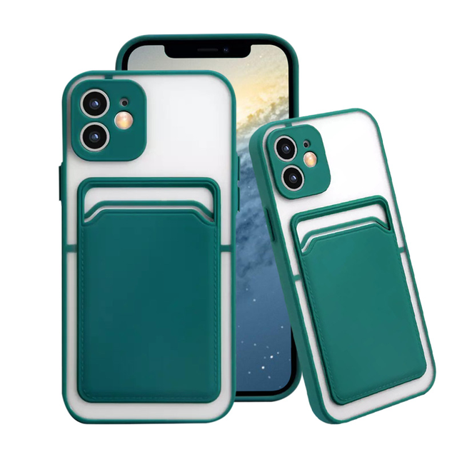 Clear Matte PC TPU Card Holder Cell Phone Cover Smoke Cell Phone Case for iphone 17 16 Pro 15 14 13 12 11