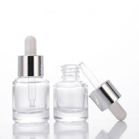 Flacon compte-gouttes en verre blanc cristallin et verre flint de haute qualité, à fond épais, personnalisé, 10 ml, 15 ml, portable pour huiles essentielles et sérums cosmétiques